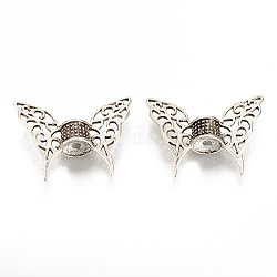 Tibetischer stil legierung perlen, cadmiumfrei und bleifrei, Schmetterlingsflügel Abstandsperlen, Antik Silber Farbe, 35x47x13 mm, Bohrung: 3.5 mm