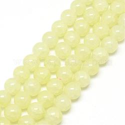 Chapelets de perles en verre craquelé peint, ronde, beige, 8mm, Trou: 1.3~1.6mm, Environ 100 pcs/chapelet, 31.4 pouce