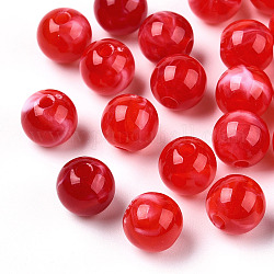 Perles acryliques en jade imitation, ronde, rouge, 8mm, Trou: 1.8mm, environ 1886 pcs/500 g
