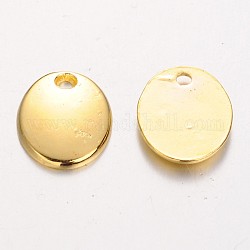 Tibetan Style Alloy Stamping Blank Tag Charms Pendants, Oval, Golden, Lead Free and Cadmium Free, 10x8x1.5mm, Hole: 1mm