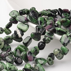 Nuggets Natural Ruby in Zoisite Bead Strands, 12~16x8~13x6~8mm, Hole: 1mm, about 53pcs/strand, 15.3 inch