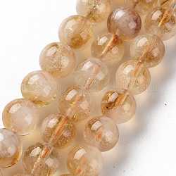 Perline citrino naturale fili, tondo, 8mm, Foro: 0.9 mm, circa 50~52pcs/filo, 15.35 pollice (39 cm)