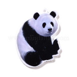 Pendentifs en acrylique opaque imprimé, breloques sur le thème des animaux, motif panda, 38x28x2mm, Trou: 1.5mm