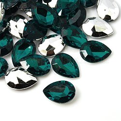 Imitation Taiwan Acrylic Rhinestone Cabochons, Pointed Back & Faceted, teardrop, Teal, 25x18x6mm, about 200pcs/bag