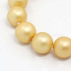 Round Shell Pearl Frosted Beads Strands, Navajo White, 4mm, Hole: 1mm, about 95pcs/strands, 15.7 inch