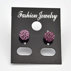 Sterling Silver Austrian Crystal Rhinestone Ear Stud, Round, Lilac, about 6mm in diameter, 16mm long, 1mm thick
