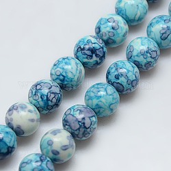Oceano sintetico perle di giada bianca fili, tinto, tondo, cielo blu profondo, 3mm, Foro: 1 mm, circa 142pcs/filo, 15.55 pollice