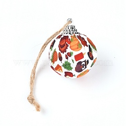 Foam Ball, with Plastic and Cloth Findings, Christmas Tree Decorations, with Hemp Rope, Round, Food Pattern, 133mm