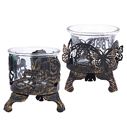 Ahandmaker 2 Sets 2 Stile Eisen hohl Schmetterling & Rose Kerzenhalter, mit Glasflasche, für die Hochzeit Dekoration, Antik Bronze, 1set / style