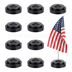 Mini-Flaggenständer aus Kunststoff, Tischfahnenhalter, Runde Basen für Mini-Flaggen, Schwarz, 63x23 mm, Bohrung: 5.2 mm