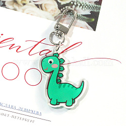 Joli porte-clés pendentif dinosaure en acrylique, avec des fermoirs métalliques, pour sac à clés de voiture, porte-clés cadeau, vert printemps moyen, 3~4 cm