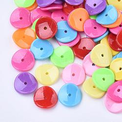 Opaque Acrylic Beads, Curved, Flat Round, Mixed Color, 15x3mm, Hole: 1.5mm, about 1750pcs/500g