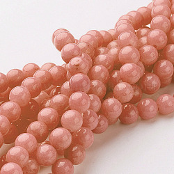 Natur Mashan Jade runde Perlen Stränge, gefärbt, orange rot, 10 mm, Bohrung: 1 mm, ca. 41 Stk. / Strang, 15.7 Zoll