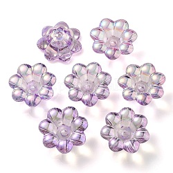 Placage uv perles acryliques irisées arc-en-ciel, fleur, lilas, 24x10mm, Trou: 3.5mm, diamètre intérieur: 8 mm