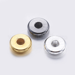 Perles séparateurs en laiton, plat rond, couleur mixte, 6x1.5mm, Trou: 2mm