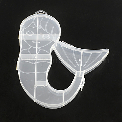 Meerjungfrau Kunststoffkugel Lagerbehälter, 10 Fächer, Transparent, 17.5x14.8x1.9 cm