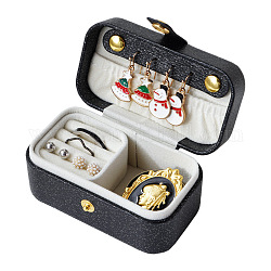 Portagioie rettangolare in similpelle, scatola portaoggetti portatile per accessori per gioielli da viaggio, nero, 9.5x5x5cm