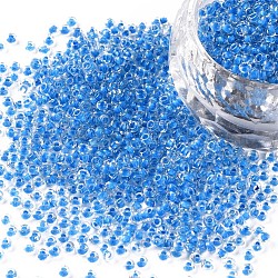 11/0 runde Glasperlen der Klasse a, transparente Innenfarben, Verdeck blau, 2.3x1.5 mm, Bohrung: 1 mm, ca. 48500 Stk. / Pfund