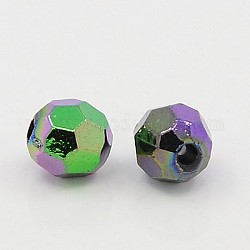 Eco-Friendly Transparent Poly Styrene Acrylic Beads, Faceted, Round, AB Color, Black, 6mm, Hole: 1mm, about 5000pcs/500g