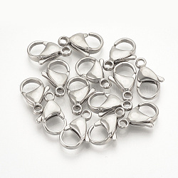 304 Stainless Steel Lobster Claw Clasps, Stainless Steel Color, 12x7x3.7mm, Hole: 1mm