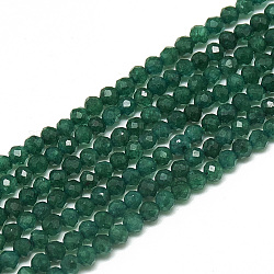 Chapelets de perles de jade blanche naturelle, facette, teinte, ronde, sarcelle, 2~2.5mm, Trou: 0.3mm, Environ 173~175 pcs/chapelet, 14.9 pouce