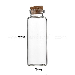 Bottiglia di vetro, con tappo in sughero, bottiglia di desiderio, colonna, chiaro, 3x8cm, capacità: 40 ml (1.35 fl. oz)