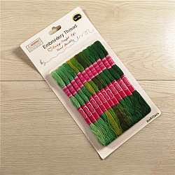 12 Strang, 12 Farben, 6-lagiges Stickgarn aus Polycotton (Polyester-Baumwolle)., Kreuzstichfäden, Farbverlauf, grün, 0.8 mm, 8m (8.74 Yards)/Knäuel
