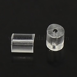 Tuercas de oreja de plástico cubiertas por completo, pendiente trasero, tubo, Claro, 2.5~2.6x3mm, agujero: 0.3 mm, aproximamente 50000 unidades / bolsa