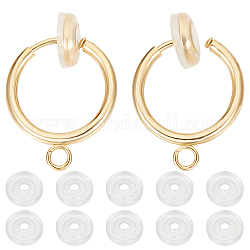 Beebeecraft 20Pcs 304 Stainless Steel Clip-on Earring Findings, For Non-pierced Earring Making, with Loop & Spring Findings, with 20pcs Comfort Silicone Pads, Golden, 17x13x4.5mm, Hole: 1.8mm