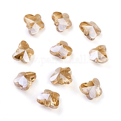 Perles en verre electroplate transparent , facette, papillon, perle plaquée lustre, navajo blanc, 8x10x5.5mm, Trou: 1mm