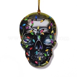 Grandes colgantes de acrílico opaco impreso por una cara, para halloween, cráneo, negro, 546x2mm, agujero: 3.5 mm