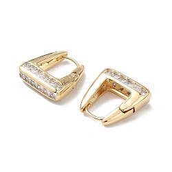Borsa orecchini a cerchio con zirconi cubici trasparenti, gioielli in ottone per le donne, vero placcato oro 16k, 20.5x20x7mm, ago :0.8mm