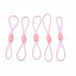 Cuerda elástica, con hebilla de perlas de silicona, para colgar etiquetas, tarjetas, teclas, rosa, 65~78x1mm