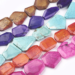 Natural Magnesite Nuggets Beads Strands, Dyed & Heated, Mixed Color, 20~50x22~34x6~10mm, Hole: 1mm, about 60~72pcs/1000g