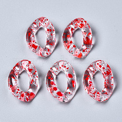 Anneaux de liaison acryliques de peinture en aérosol transparente, connecteurs à liaison rapide, pour faire des chaînes, torsion, rouge, 29.5x20x6mm, diamètre intérieur: 8x16 mm
