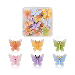 36 piezas 6 colores resina diy mariposa colgantes accesorios, color mezclado, 33x40mm, agujero: 1.5 mm, 6 piezas / color