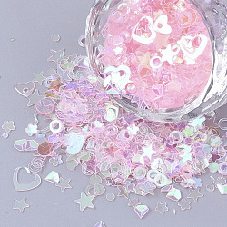 Ornament Zubehör, PVC-Kunststoff paillette / Pailletten Perlen, Mischformen, rosa, 1.5~6.5x1.5~7x0.4 mm