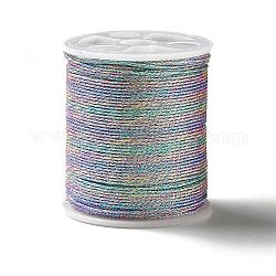 17 m de fil à coudre polyester couleur arc-en-ciel, Cordon en polyester 9 pli pour la fabrication de bijoux, colorées, 0.6mm, environ 18.59 yards (17 m)/rouleau
