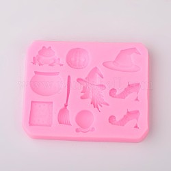 Halloween Theme Design DIY Food Grade Silicone Molds, Fondant Molds, For DIY Cake Decoration, Chocolate, Candy, UV Resin & Epoxy Resin Jewelry Making, Random Single Color or Random Mixed Color, 69x85x9mm, Inner Size: 13~36x8~28mm