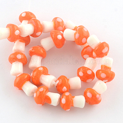 Brins de perles au chalumeau faites à la main sur le thème de l'automne, rouge-orange, 16x12mm, Trou: 2mm, Environ 20 pcs/chapelet, 13.7 pouce