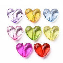 Perline acrilico trasparente, cuore, colore misto, 15x17.5x8mm, Foro: 2 mm