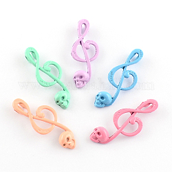 Lovely Musical Note Pendants for Necklace Making, Spray Painted Cadmium Free & Lead Free Alloy Pendants, Mixed Color, 39x15x5mm, Hole: 3mm