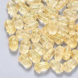 Perles de verre peintes par pulvérisation transparent, avec de la poudre de paillettes, pakchoi, mousseline de citron, 11x7.5x5.5mm, Trou: 1mm