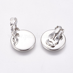 Brass Clip-on Earring Cabochon Setting, for Non-Pierced Ears, Platinum, Tray: 16mm, 19x18x8mm