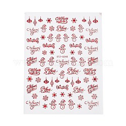Christmas Nail Stickers, Self-adhesive Snowflake Santa Claus Reindeer Nail Art Decals Supplies, for Woman Girls DIY Manicure Design, Red, 10.5x8cm