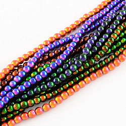 Baking Painted Glass Bead Strands, Round, Mixed Color, 8mm, Hole: 1mm, about 104pcs/strand, 31.5inch