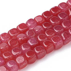 Natural Agate Beads Strands, Dyed, Cube, Red, 7.5~8x7~7.5x7~7.5mm, Hole: 1mm, about 50pcs/strand, 14.5 inch