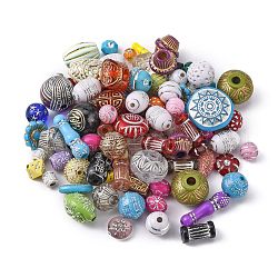 Chapado perlas de acrílico, estilo mezclado, metales enlaced, color mezclado, 6~22x6~16x3~10mm, agujero: 1~3 mm