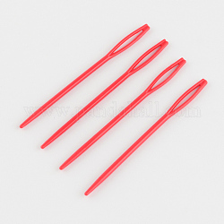 Plástico niño agujas de punto de coser tejer punto de cruz, rojo, 71x4x3mm, agujero: 17x2 mm, aproximamente 1000 unidades / bolsa