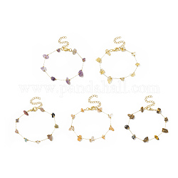 Bracelet en perles de pierres précieuses mélangées naturelles, bijoux en acier inoxydable chirurgical doré 316 pour femme, 6-7/8 pouce (17.5 cm)